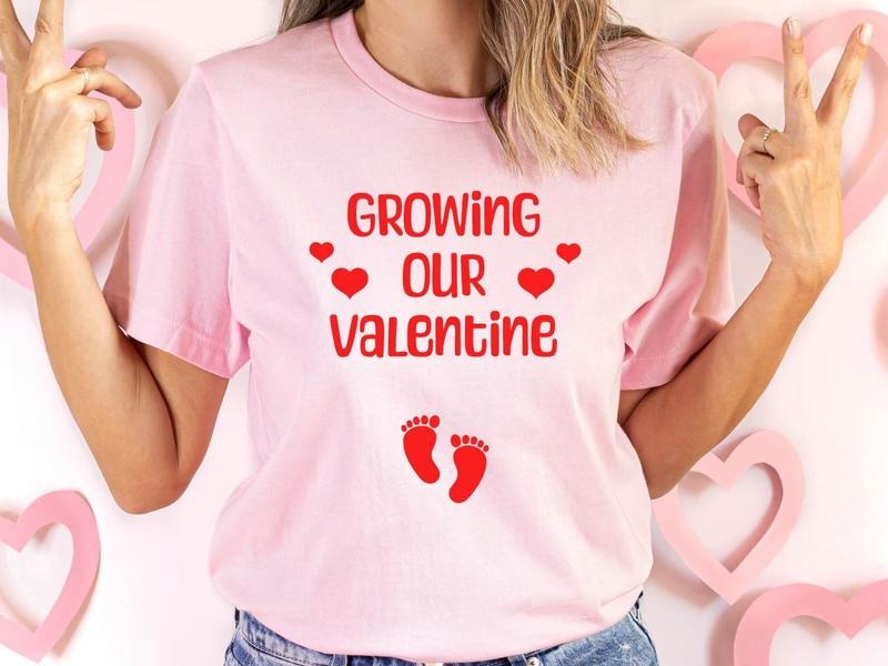 Growing Our Valentine Shirt Baby Announcement Pregnant Wife New Mom Be Pregnancy Announcement Baby Reveal Shirt T-Shirts