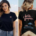 Hello Summer Beach Shirt Beach Lover Words Back VSCO Girl Beach Shirt T-Shirts