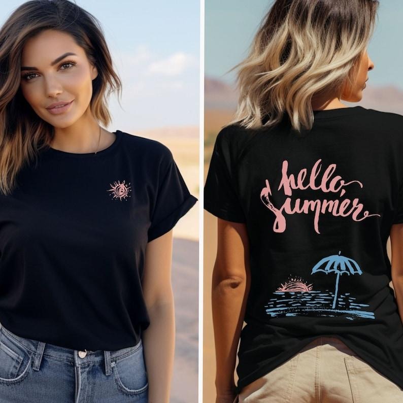 Hello Summer Beach Shirt Beach Lover Words Back VSCO Girl Beach Shirt T-Shirts