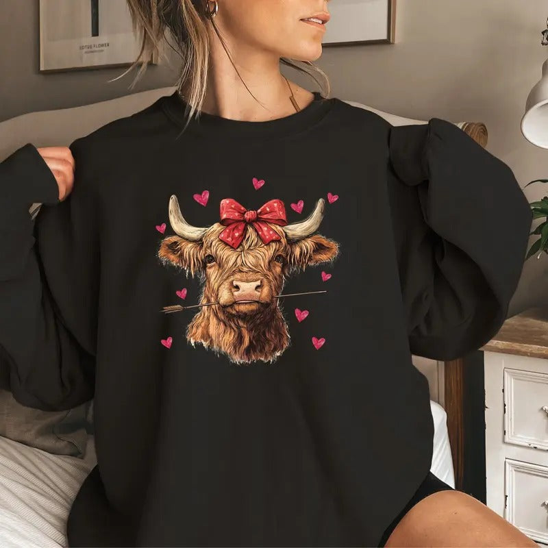 Highland Cow Valentine Heifer Valentine Shirt Western Valentine Shirt Cow Lover T-Shirts