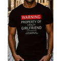 Hot Crazy Girlfriend Warning Creative Print Couple Street Short Sleeve Cotton Comfojavascrt Fit Crew Neck Ultra Soft Breathable Moisture Wicking Casual Summer Made USA T-Shirts