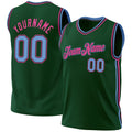 Custom Hunter Green Light Blue Black-Pink Authentic Throwback Basketball Jersey