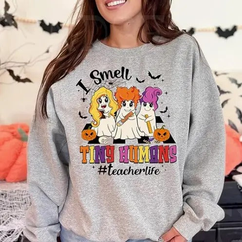 I Smell Tiny Humans Shirt Teachers Halloween Shirts Halloween Shirt Hocus Focus Shirt Trick Teach Shirt Spooky Teacher Retro Ghost Teacher Shirt Teacher T-Shirts