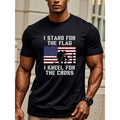 I Stand Flag I Kneel Cross Weekend Casual Crew Neck Soft 100% Cotton Funny Black Running Going Out Breathable Four Seasons Moisture Wicking Quick Dry Made USA T-Shirts