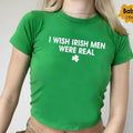 I Wish Irish Were Real Baby Y2K Shamrock Top 90s 2000 Summer Top Irish Shirt Baby T-Shirts