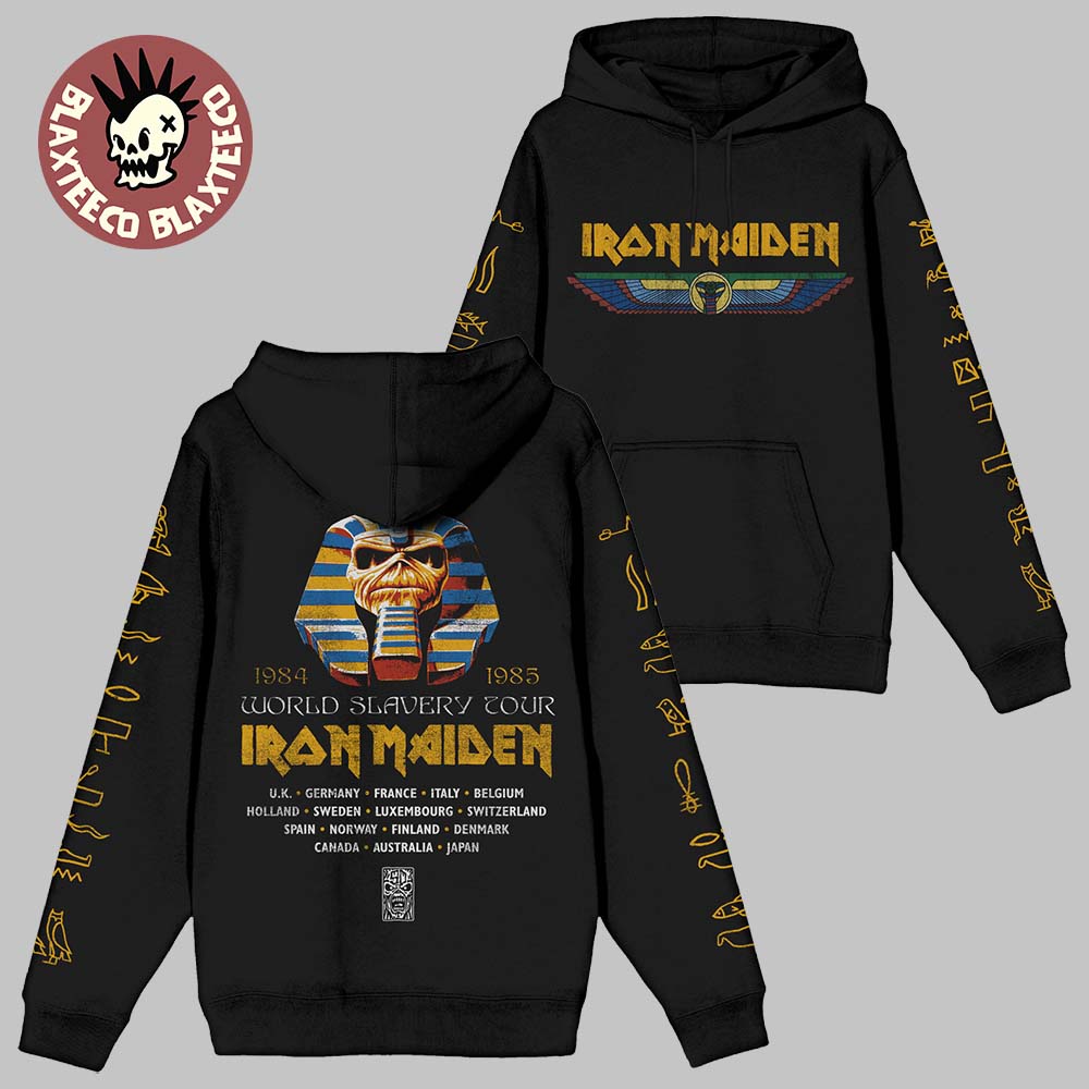 Iron Maiden 50th Anniversary World Slavery Tour 85 85 Powerslave Pharaoh Eddie Unisex Hoodie