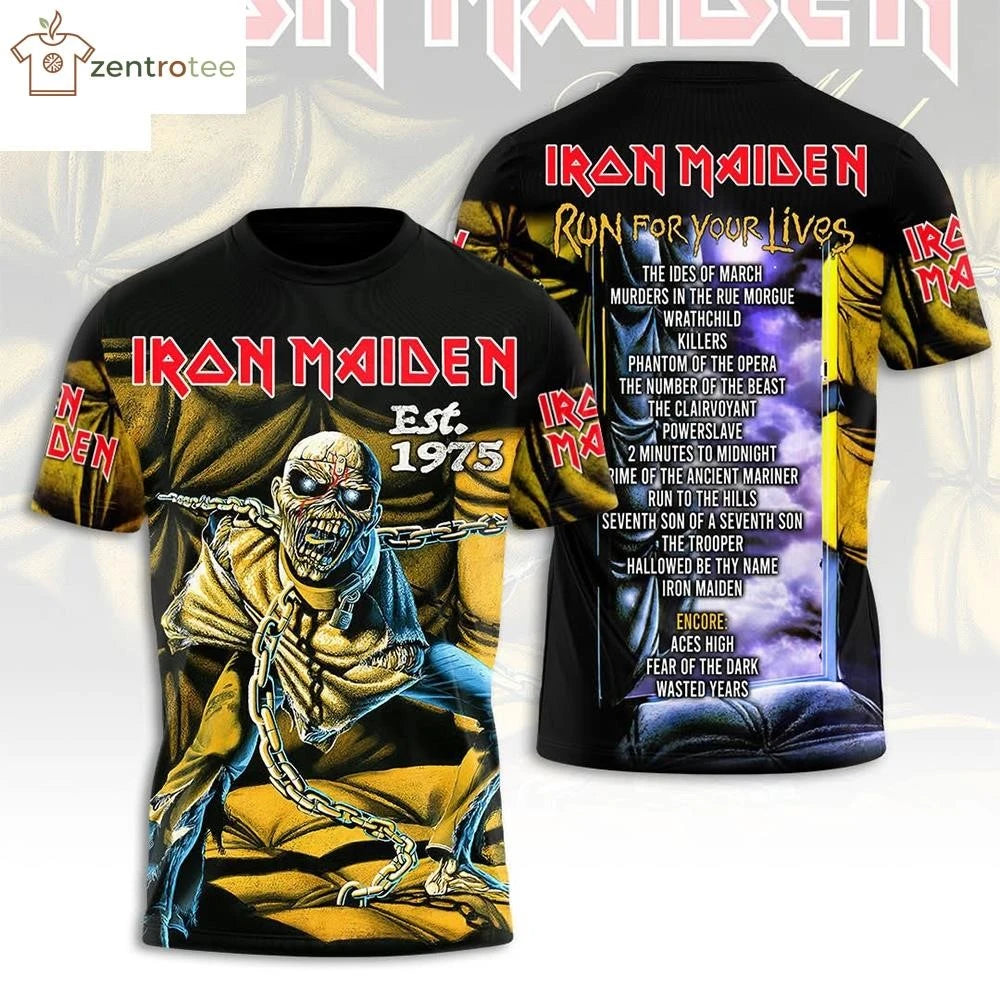 Iron maiden est 1975 run for your lives world tour 2026 australia and new zealand tee