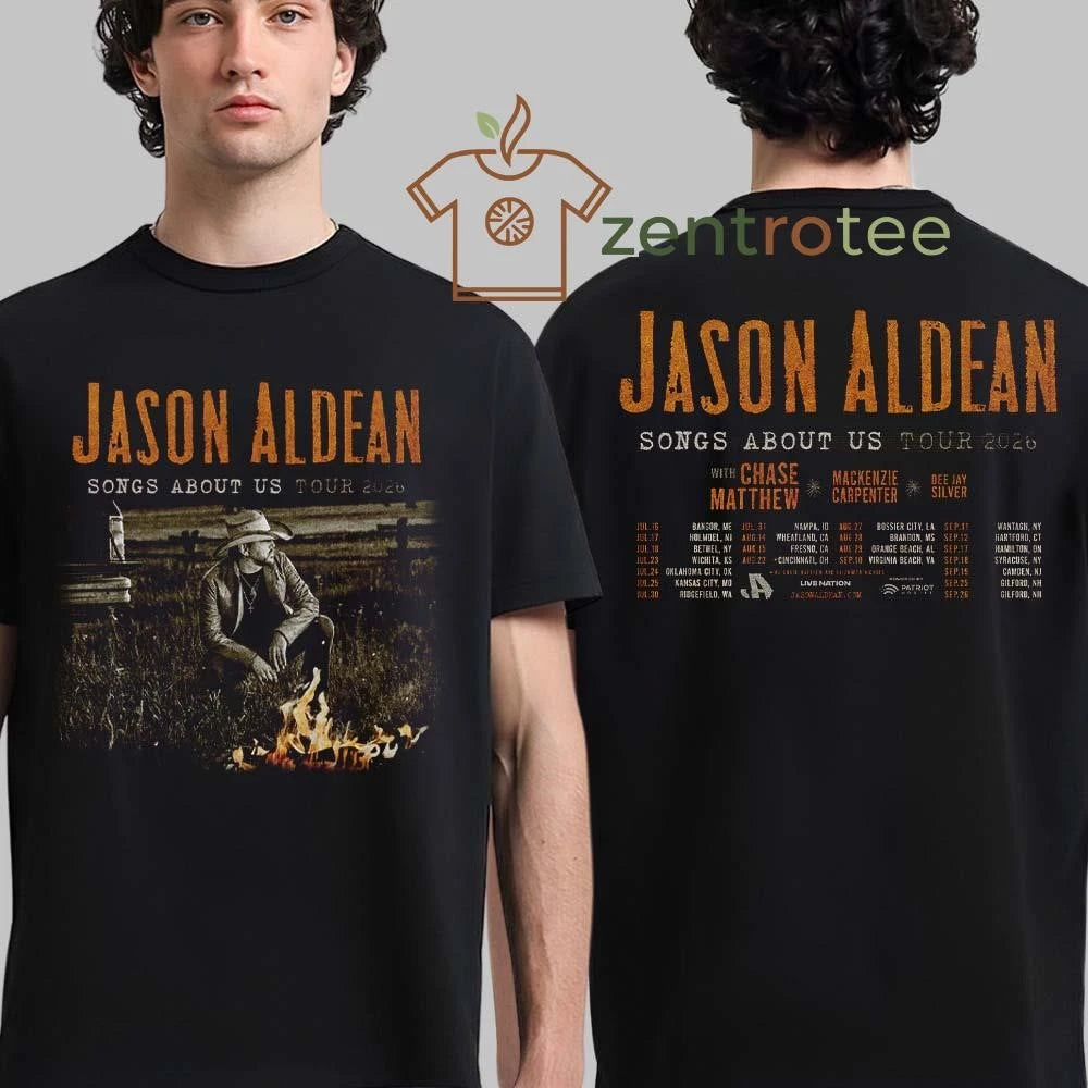 Jason Aldean Songs About Us Tour 2026 North America Schedule Dates Two Sided tee