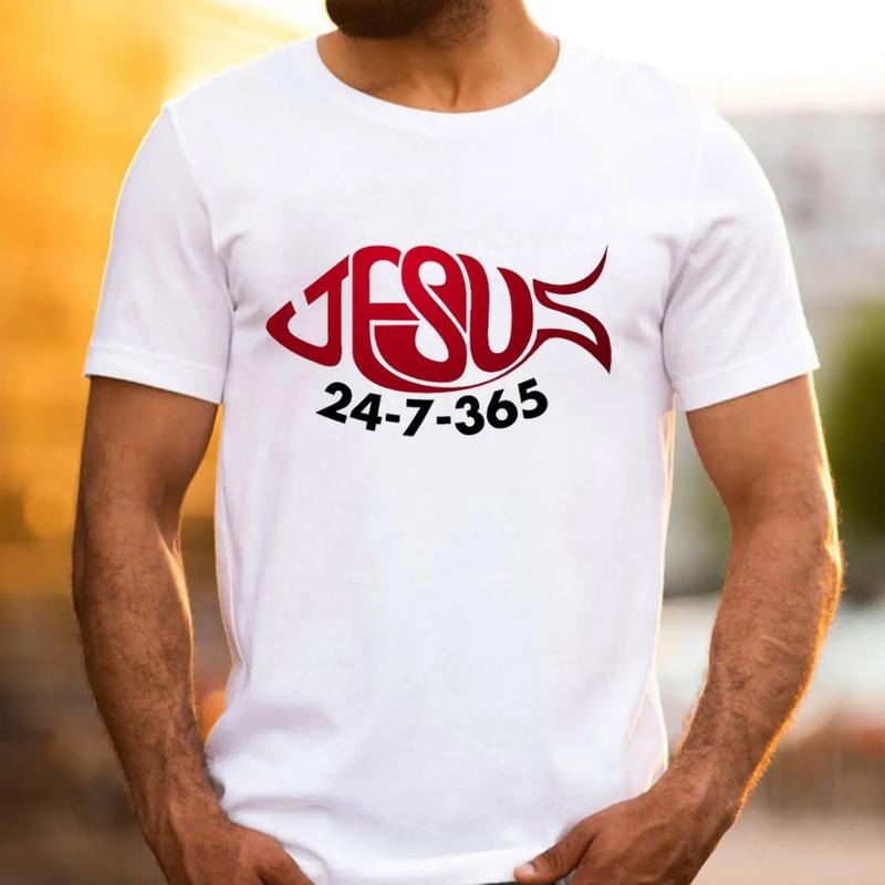 Jesus 24 7 365 Pure Cotton Casual Street Crew Neck Short Sleeve Tops Perfect T-Shirts
