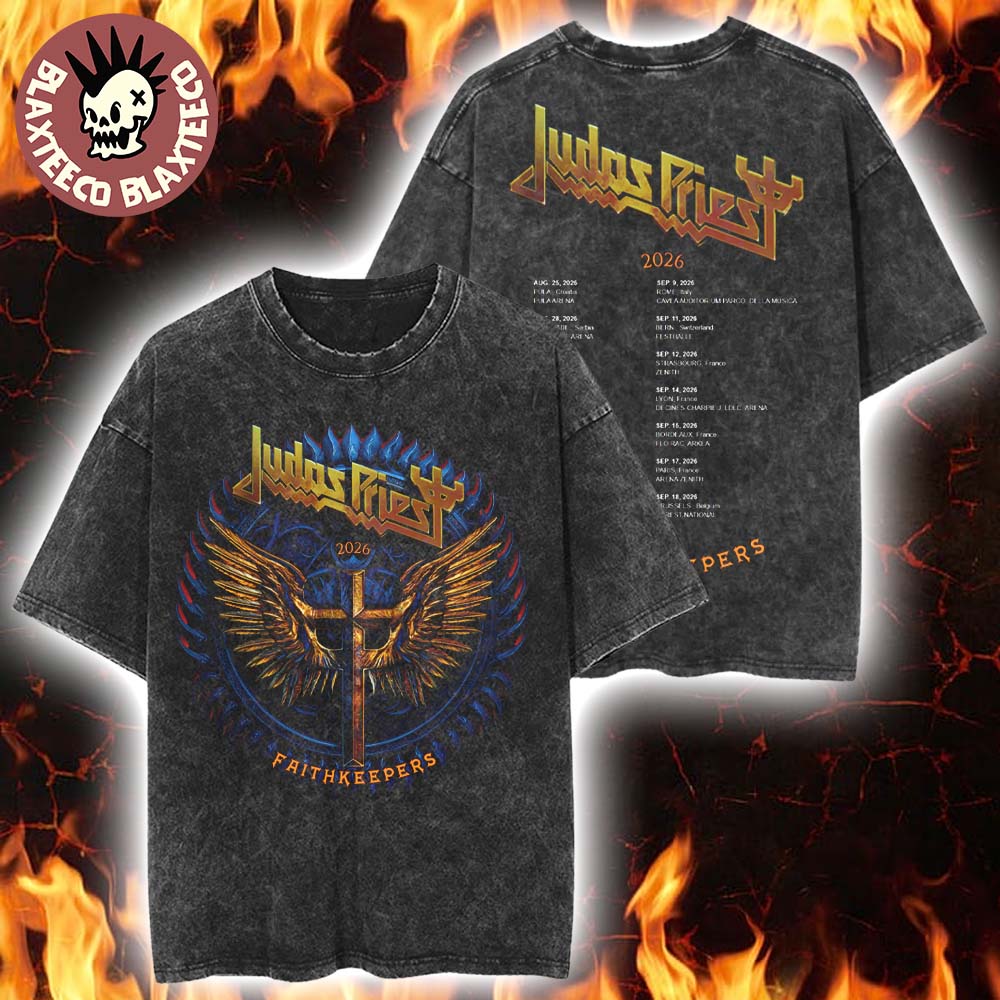Judas Priest Faithkeepers 2026 Europe Tour Schedule Dates Vintage Wash Tee