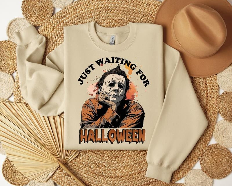 Just Waiting Halloween Retro Horror Characters Halloween Halloween Spooky Season Shirt Halloween Shirt T-Shirts