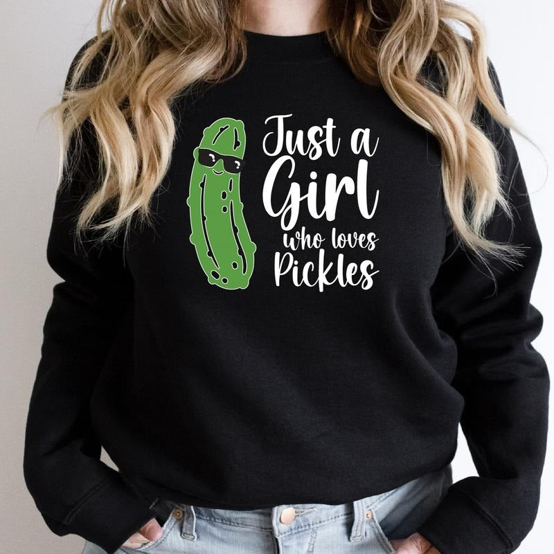 Just Girl Who Loves Pickles Pickles Lover Pickle Woman Cucumber Long Sleeve Foodie Bday T-Shirts