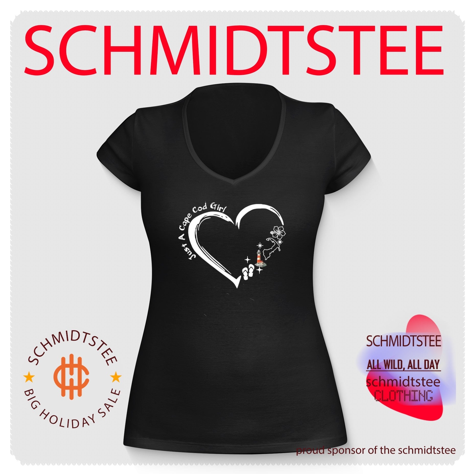 Just a cape cod girl graphic heart shirt