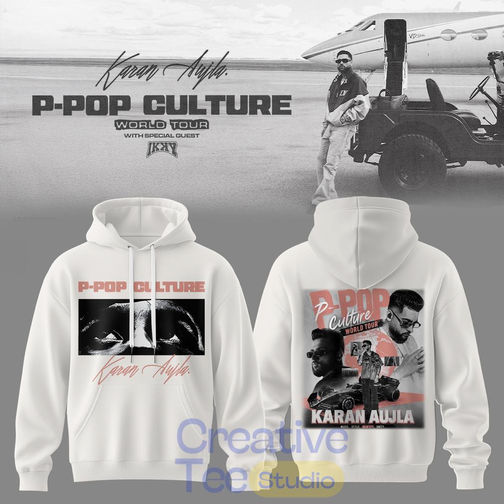 Karan Aujla P-Pop Culture World Tour Signature White Hoodie