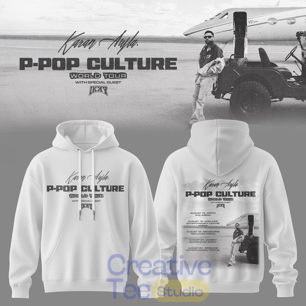 Karan Aujla P-Pop Culture World Tour Signature White Hoodie
