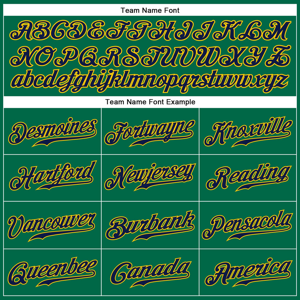 Custom Kelly Green Navy-Gold Authentic Sleeveless Baseball Jersey