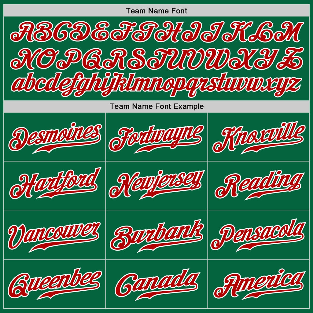 Custom Kelly Green White Pinstripe Red-White Authentic Baseball Jersey
