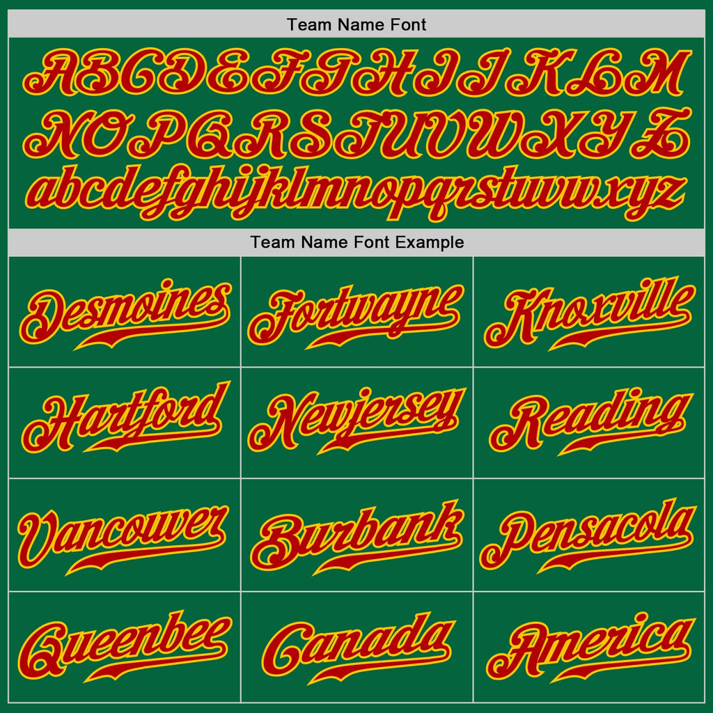 Custom Kelly Green Gold Pinstripe Red-Gold Authentic Baseball Jersey