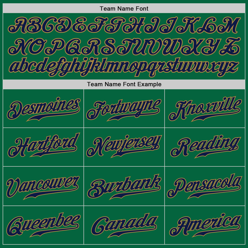 Custom Kelly Green Navy-Old Gold Authentic Baseball Jersey