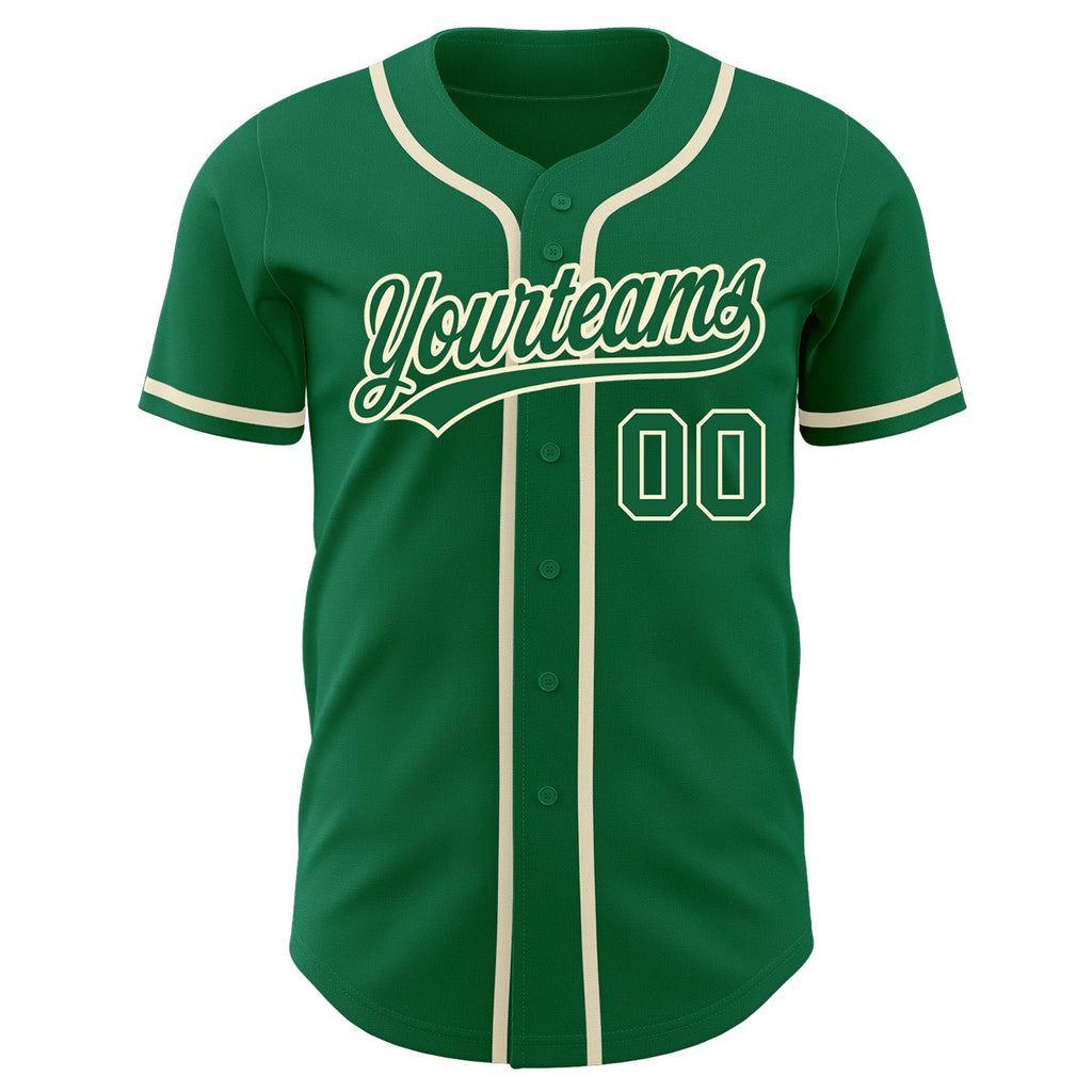 Custom Kelly Green Kelly Green-Cream Authentic Baseball Jersey
