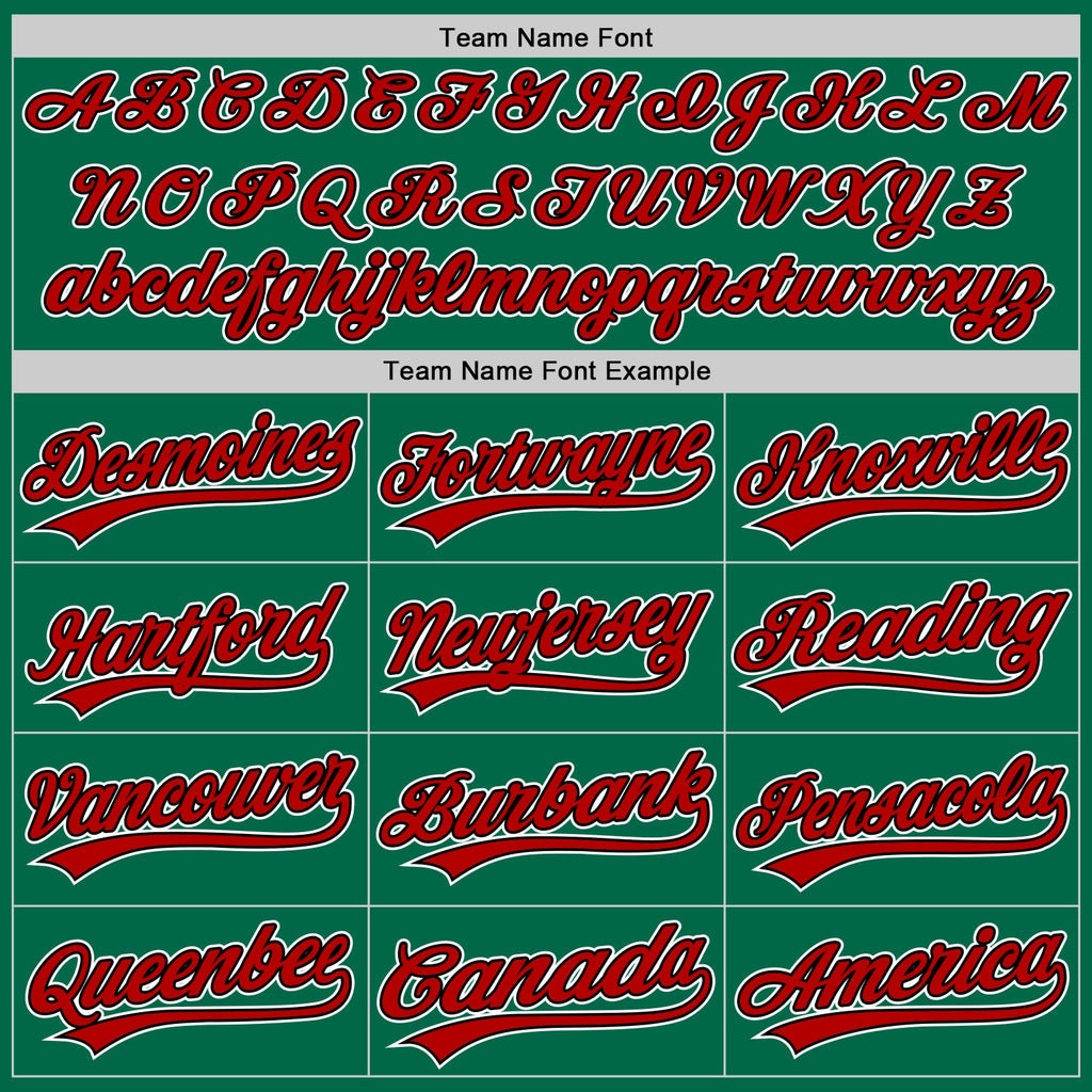 Custom Kelly Green Red-Black Authentic Throwback Baseball Jersey