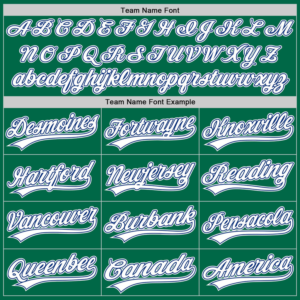 Custom Kelly Green White-Royal Authentic Throwback Baseball Jersey