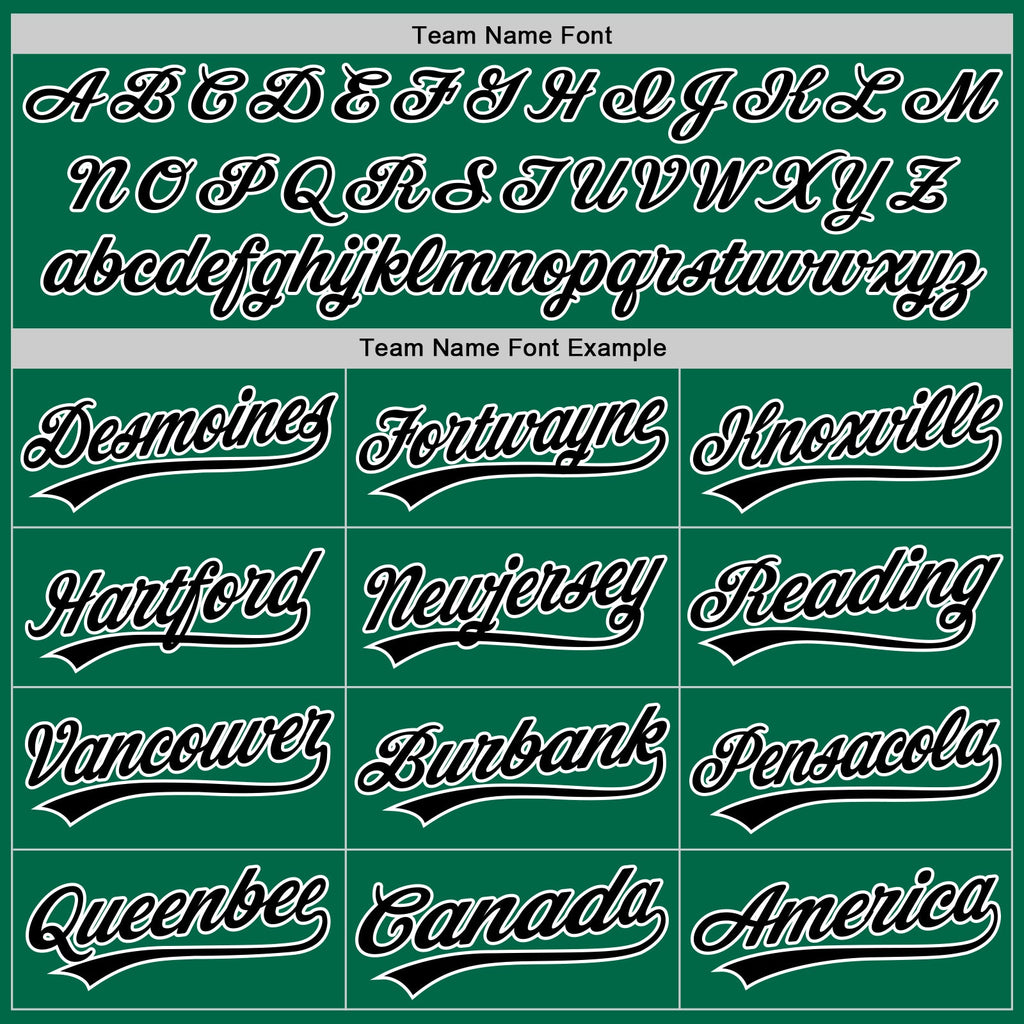Custom Kelly Green Black-White Authentic Throwback Baseball Jersey