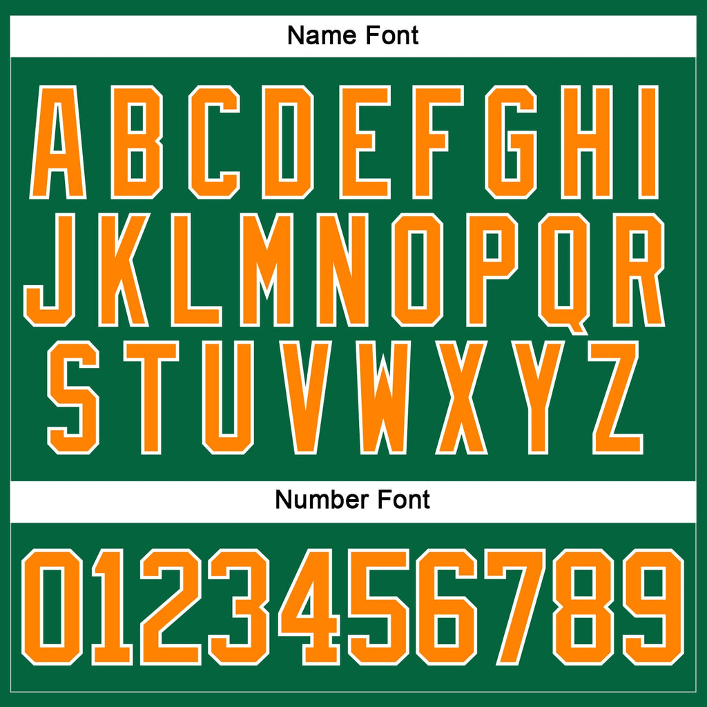 Custom Kelly Green Bay Orange-White Hockey Lace Neck Jersey