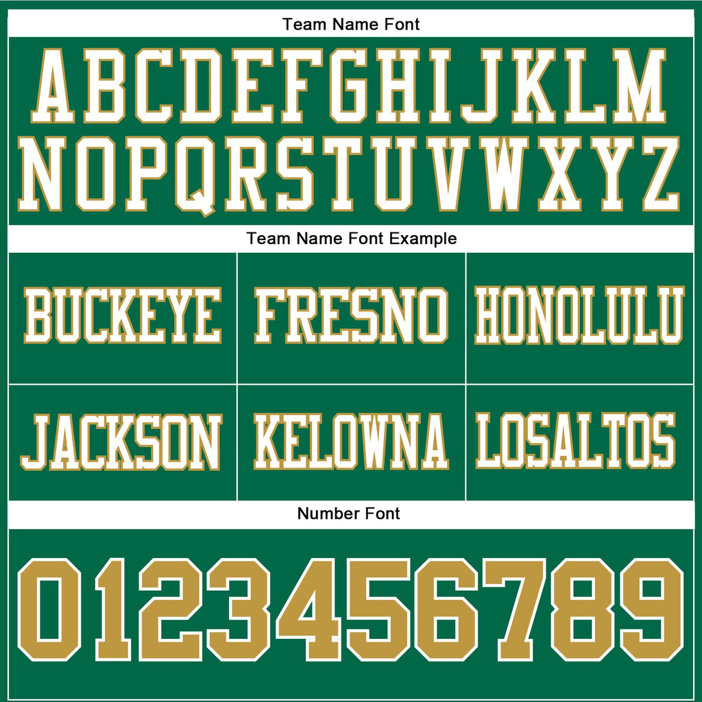 Custom Kelly Green Old Gold-White Authentic Football Jersey