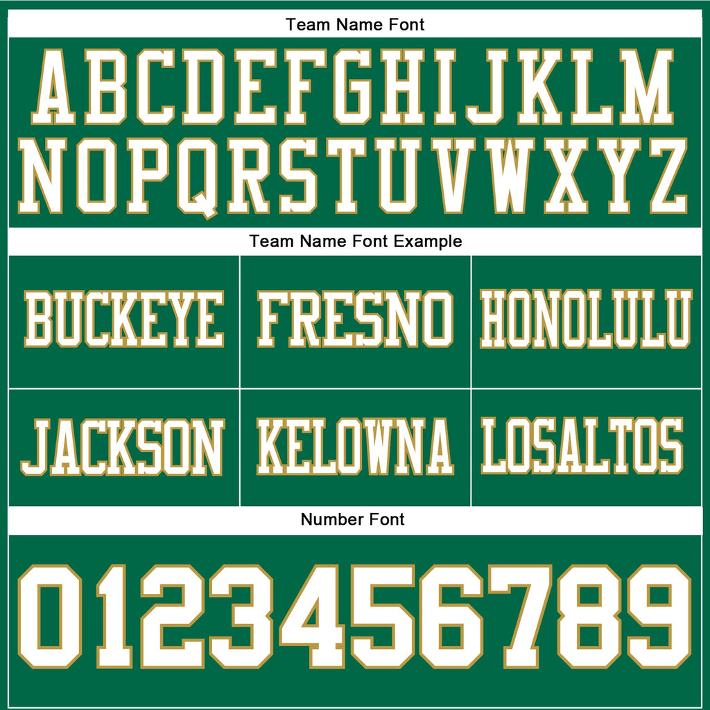 Custom Kelly Green White-Old Gold Authentic Football Jersey