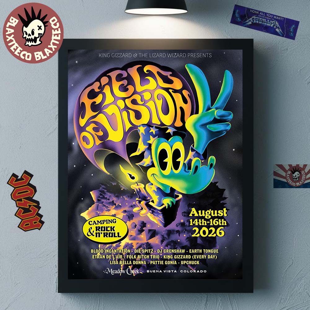 King Gizzard And The Lizard Wizard Field Of Vision Camping And Rock N Roll USA Shows From August 14 To 16 2026 Home Decor Poster Canvas