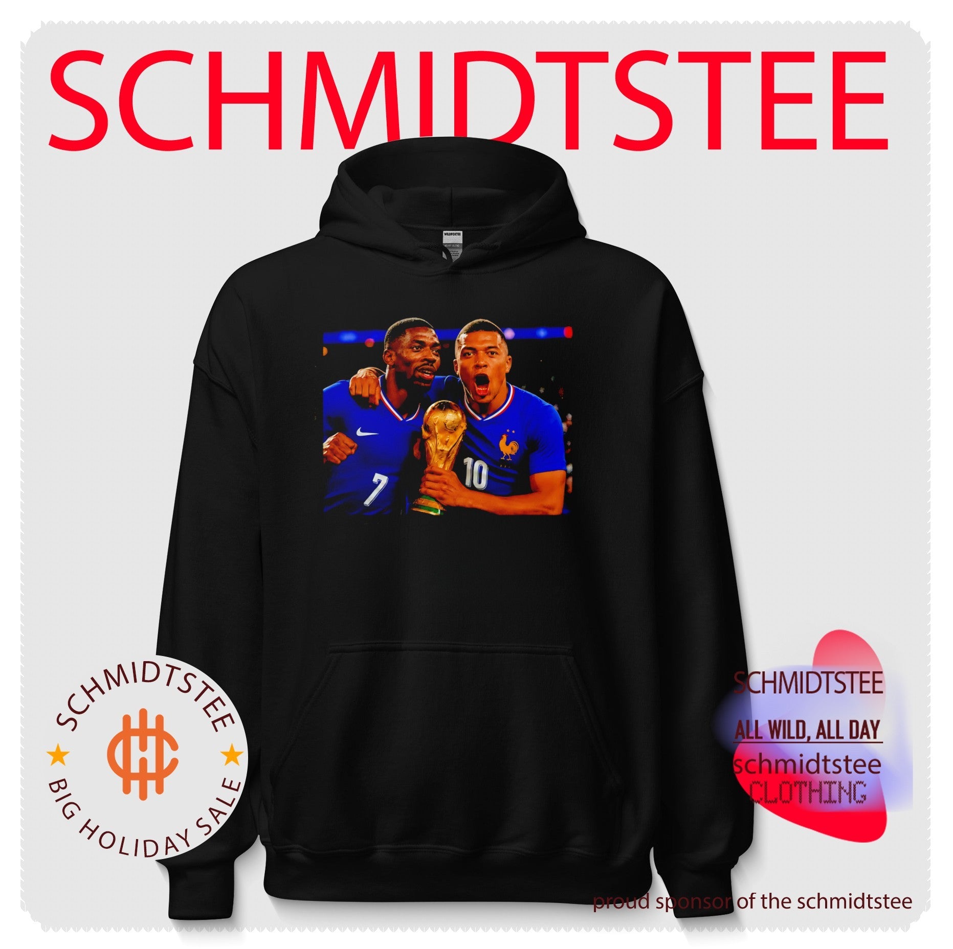 Kylian Mbappé and Ousmane Dembélé France National Team World Cup Champions shirt