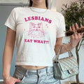 LGBT Shirt Lesbians Eat What Y2K Baby Cat Shirts Funny Gay Pride Shirts Queer LGBTQ 90s 2000s T-Shirts