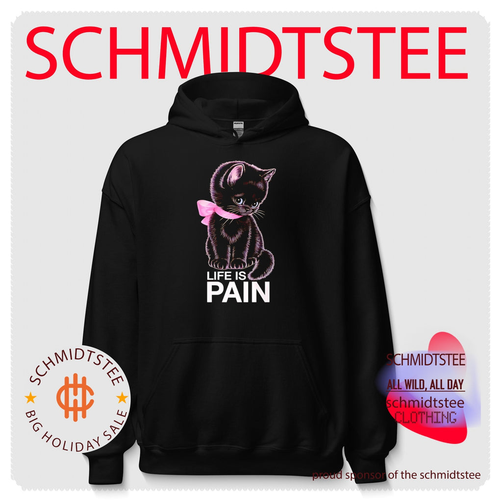 Life Is Pain Black Kitten with Pink Bow shirt