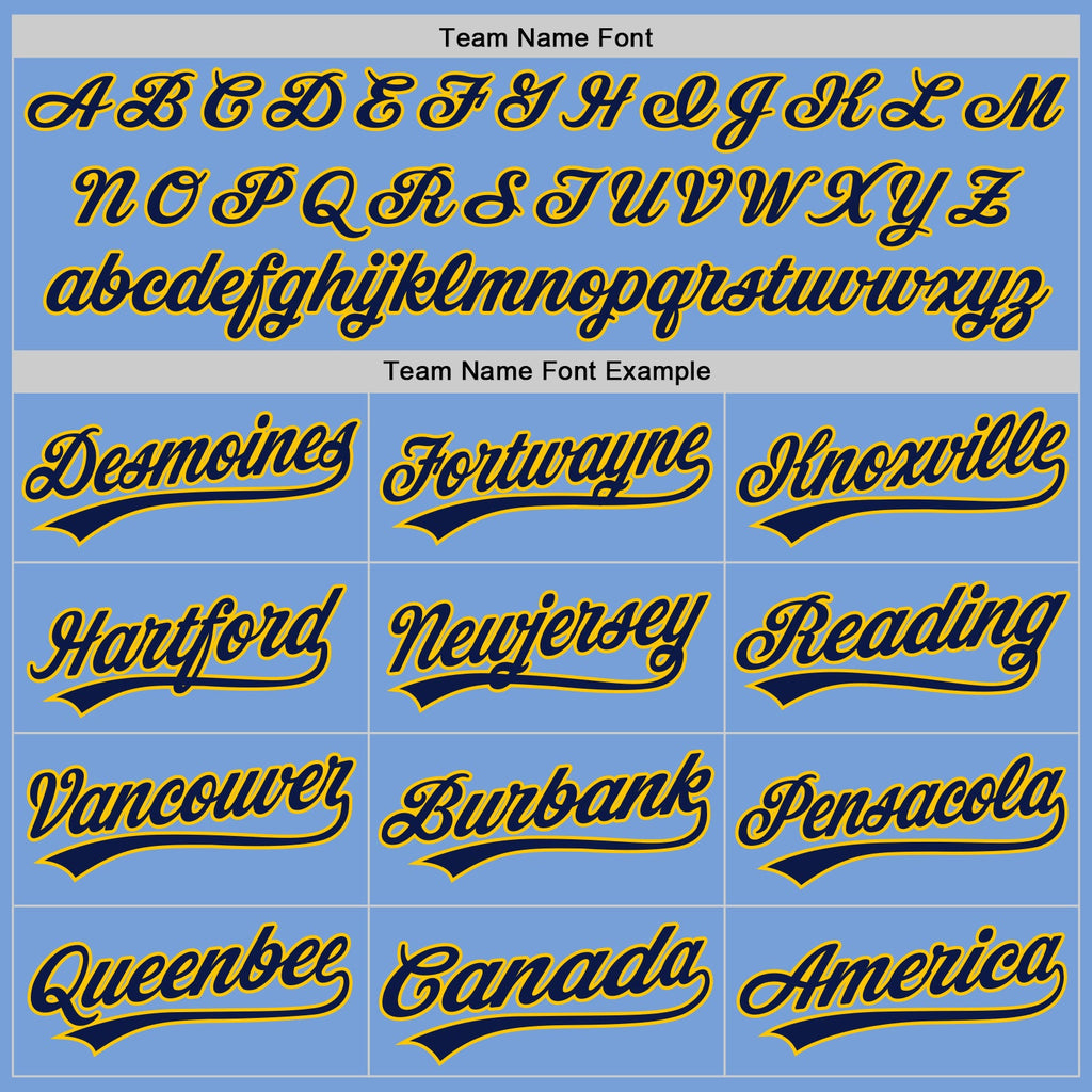 Custom Light Blue Gold-Navy Authentic Baseball Jersey