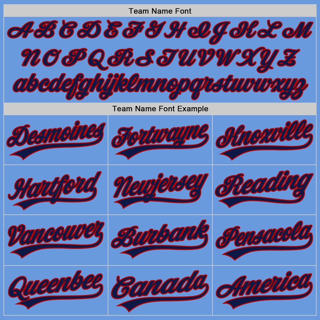 Custom Light Blue Navy-Red Authentic Throwback Baseball Jersey