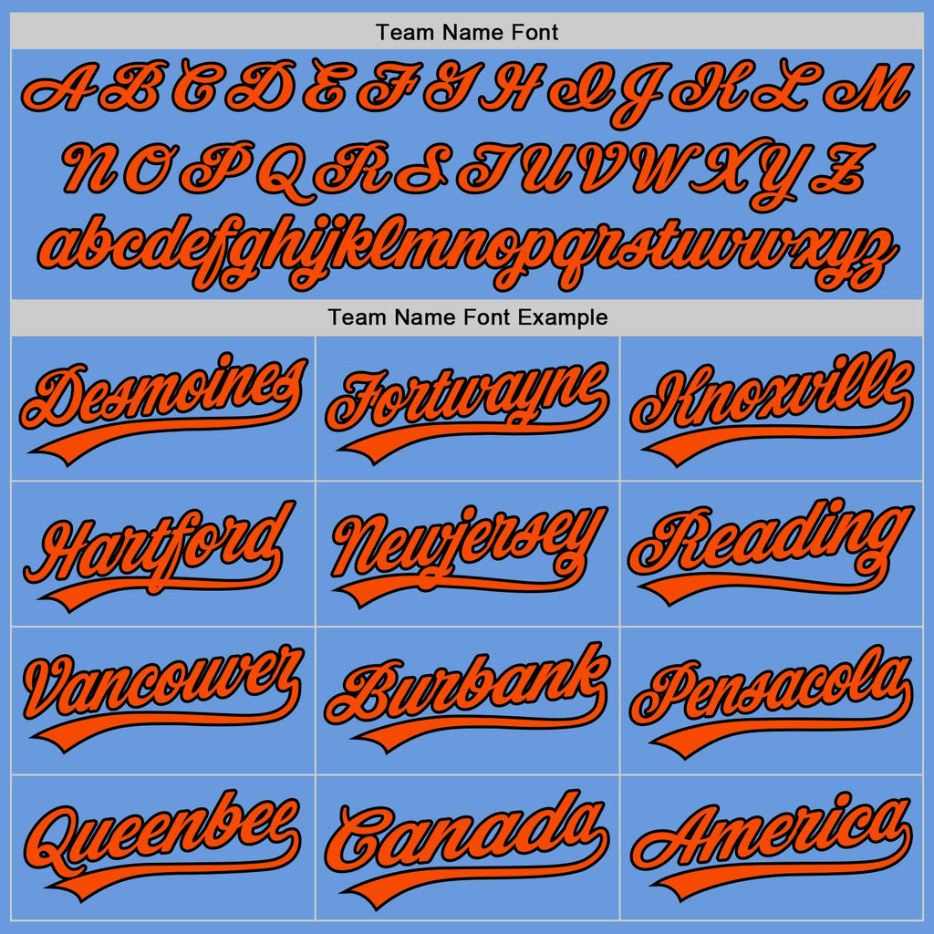 Custom Light Blue Orange-Black Authentic Throwback Baseball Jersey