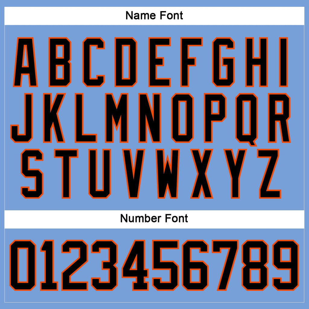 Custom Light Blue Black-Orange Hockey Lace Neck Jersey