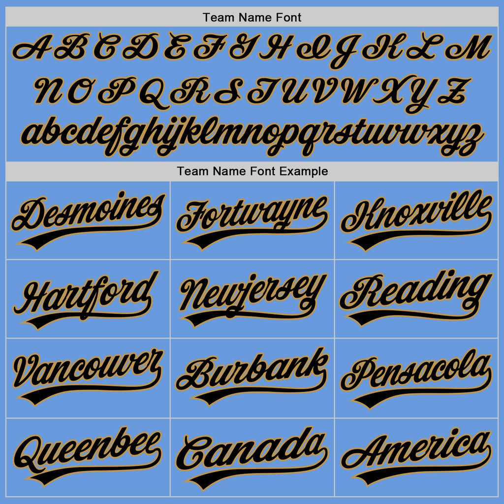 Custom Light Blue Black-Old Gold Authentic Throwback Baseball Jersey