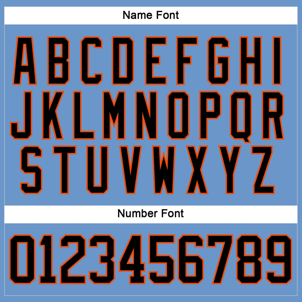 Custom Light Blue Black-Orange Hockey Jersey