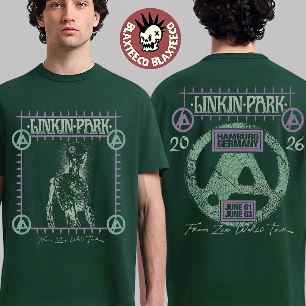 Linkin Park Hamburg Germany 2026 Exclusive Event Tee On June 1 And 3 2026 From Zero World Tour Green T-Shirt