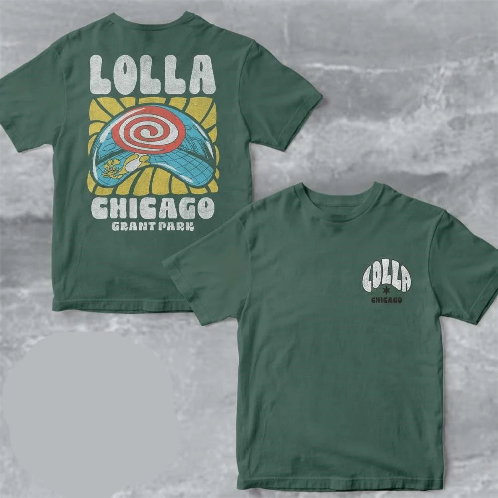 Lollapalooza Chicago 2026 Merch At Grant Park From July 30 To August 2 2026 Cloud Gate Bean Green T Shirt