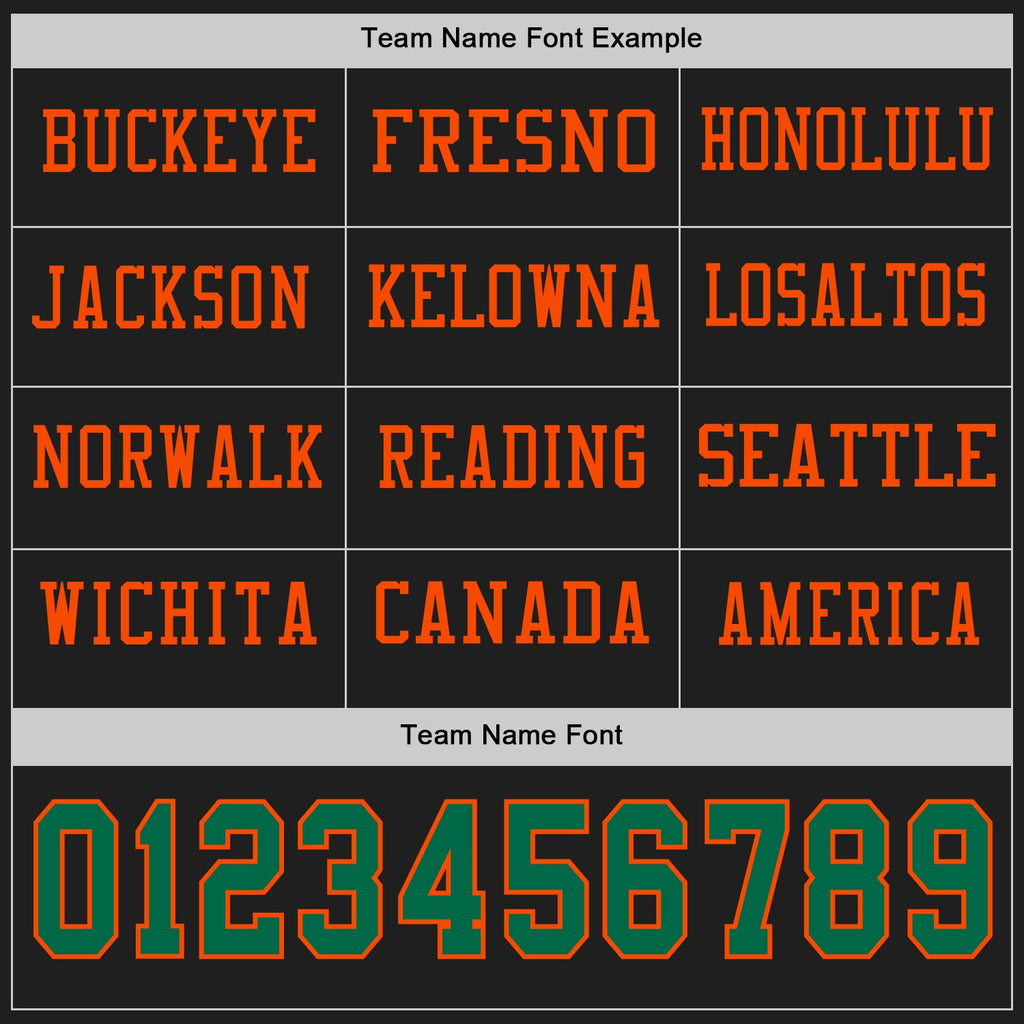 Custom Black Kelly Green-Orange Long Sleeve Authentic Football Jersey