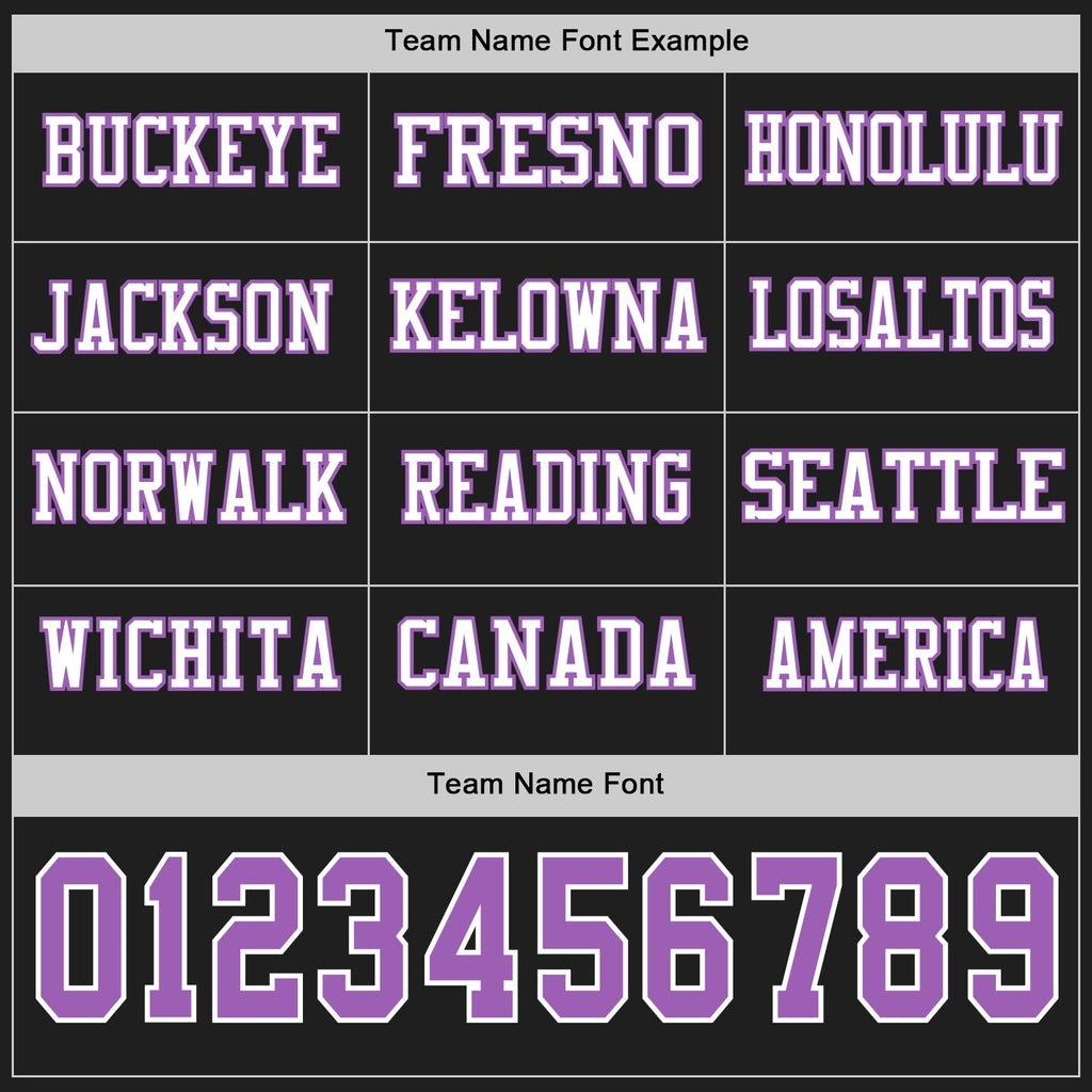 Custom Black Medium Purple-White Long Sleeve Authentic Football Jersey