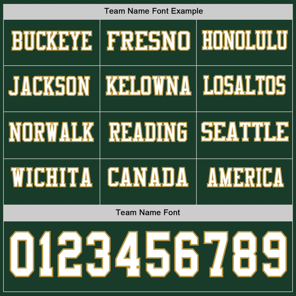 Custom Green White-Old Gold Long Sleeve Authentic Football Jersey