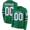 Custom Kelly Green White Royal-Gray Long Sleeve Authentic Football Jersey