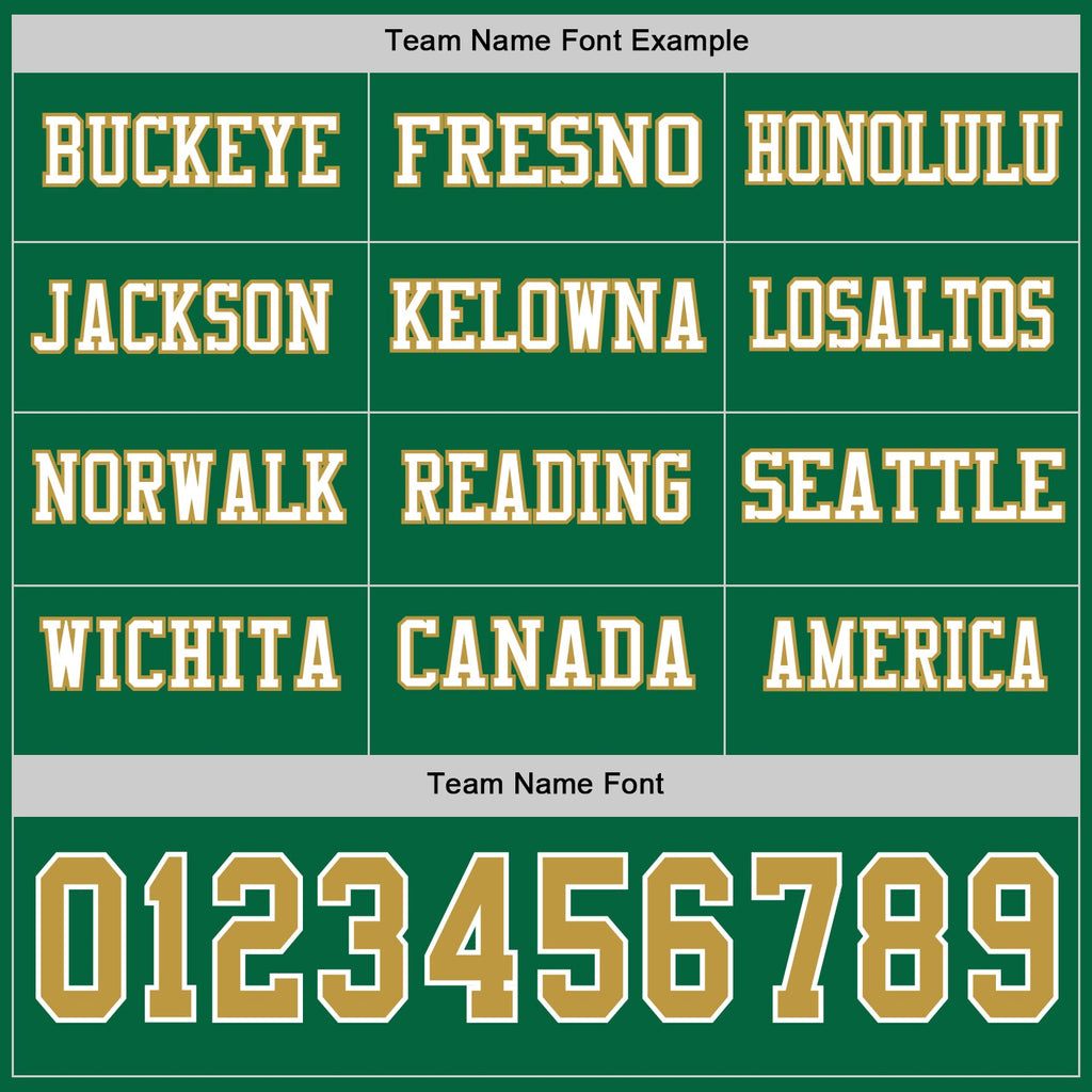 Custom Kelly Green Old Gold-White Long Sleeve Authentic Football Jersey