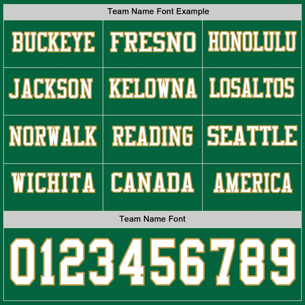 Custom Kelly Green White-Old Gold Long Sleeve Authentic Football Jersey