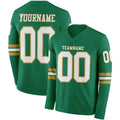 Custom Kelly Green White-Old Gold Long Sleeve Authentic Football Jersey