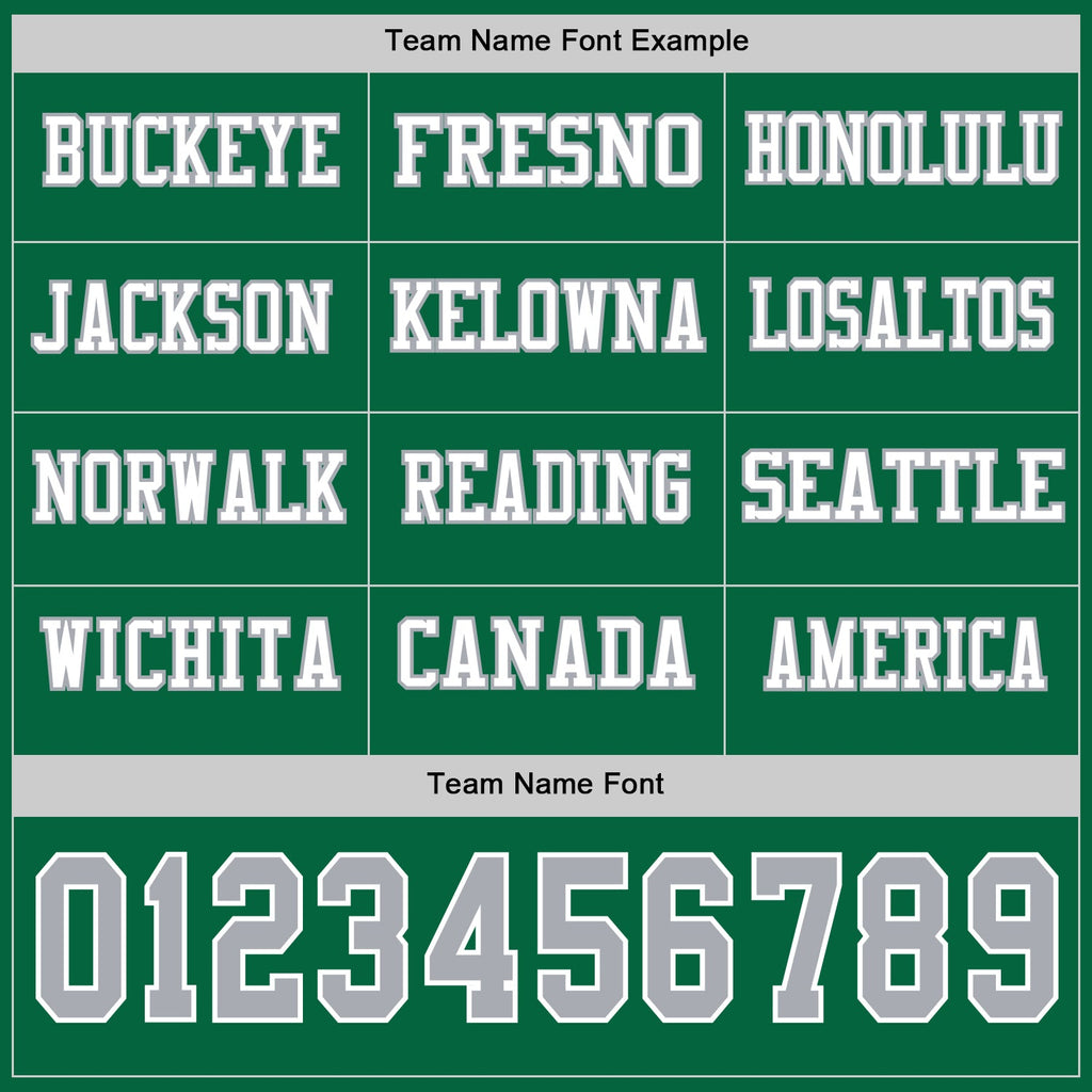 Custom Kelly Green Gray-White Long Sleeve Authentic Football Jersey